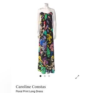 Caroline Constas NY - Floral Print Strapless Maxi Dress - Multicolor